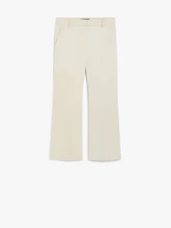 Outlet Pantalone Svasato in Gabardina / Bianco Donna Pantaloni