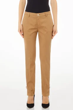 Online Pantaloni in Twill di Cotone / Beige Donna Pantaloni