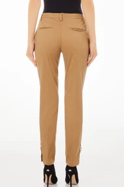 Online Pantaloni in Twill di Cotone / Beige Donna Pantaloni