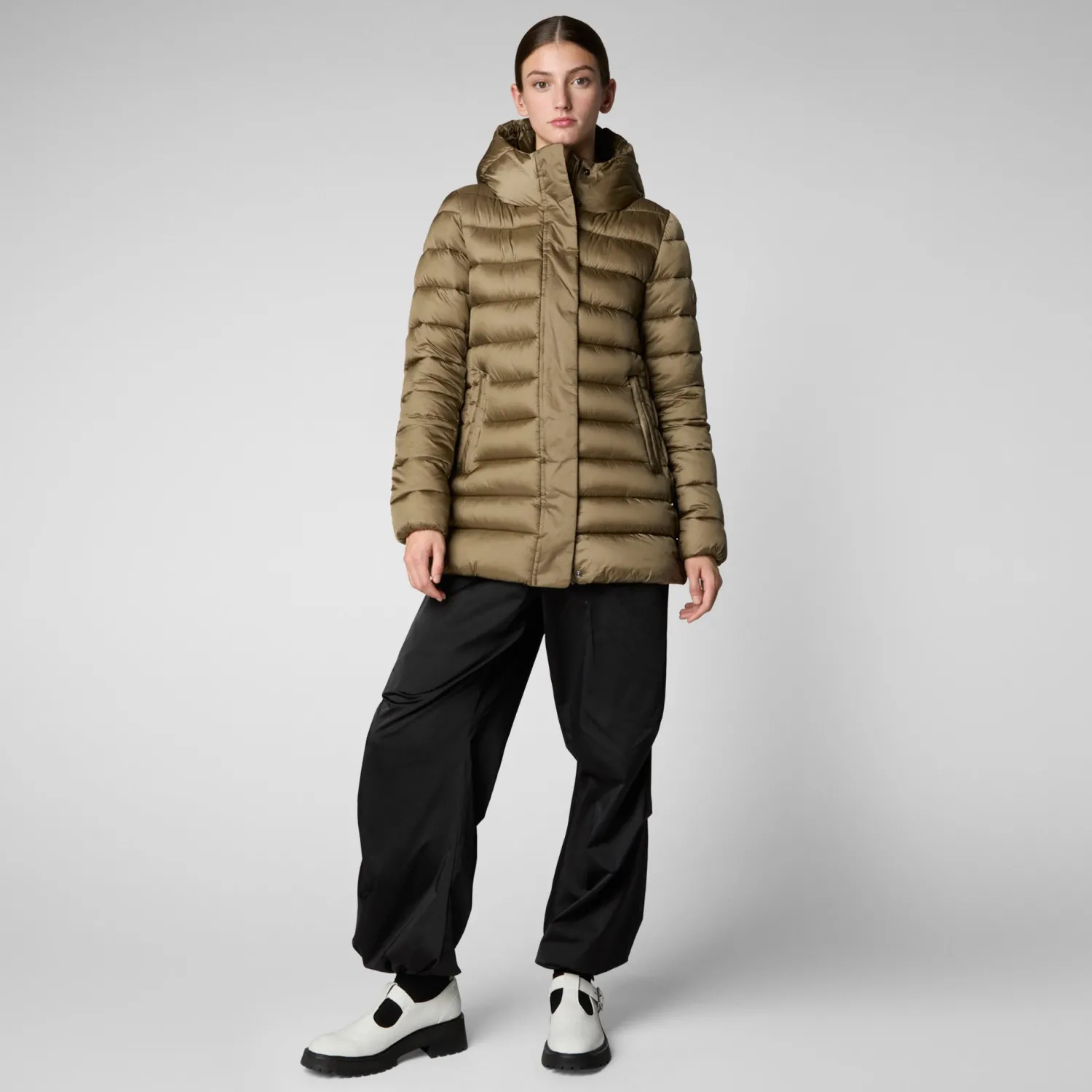 Sale Piumino Animal Free con Cappuccio Drimia / Tortora Donna Giubbini