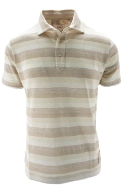 New Polo a Righe in Lino e Cotone / Uomo Polo