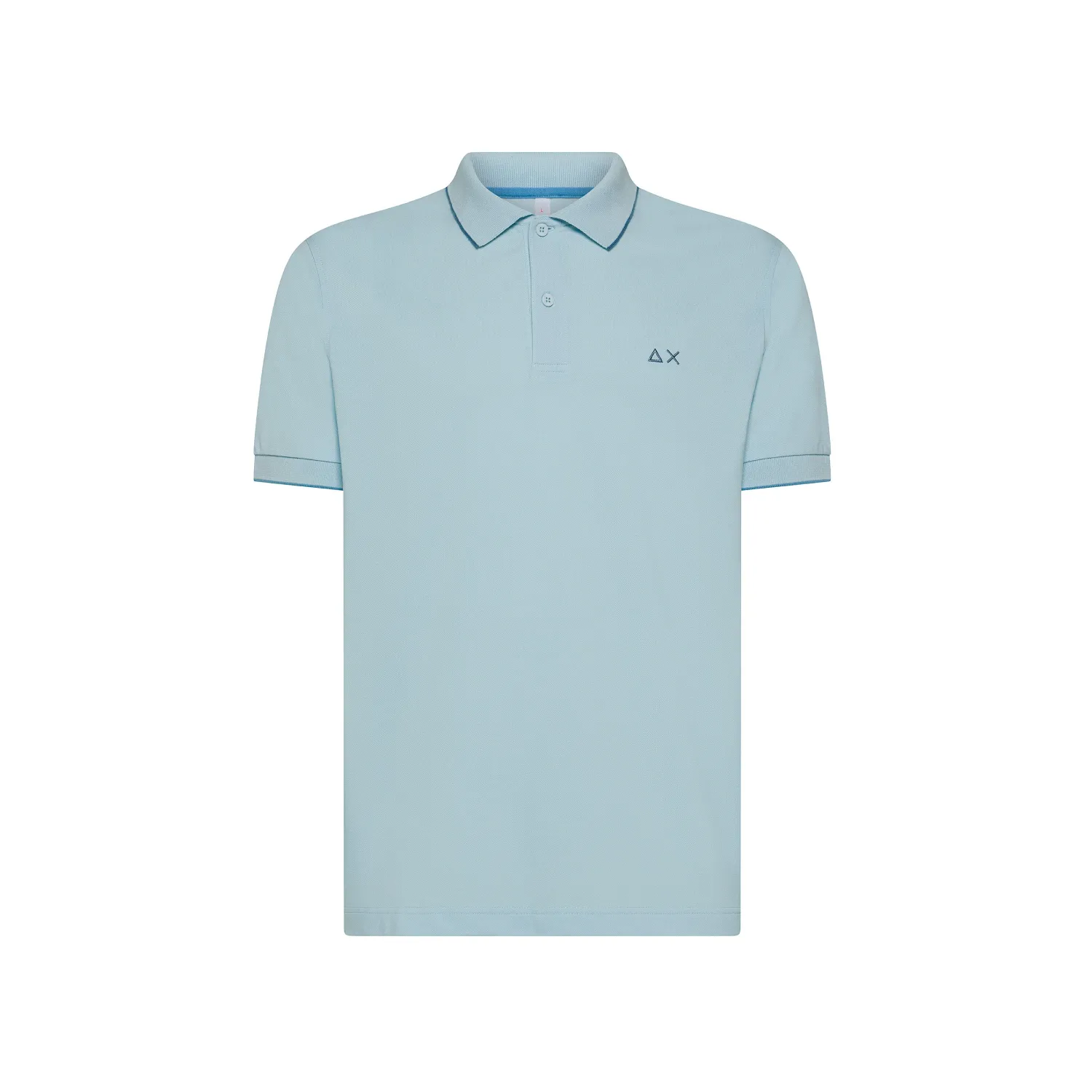 Clearance Polo con Riga Sottile a Contrasto / Celeste Uomo Polo