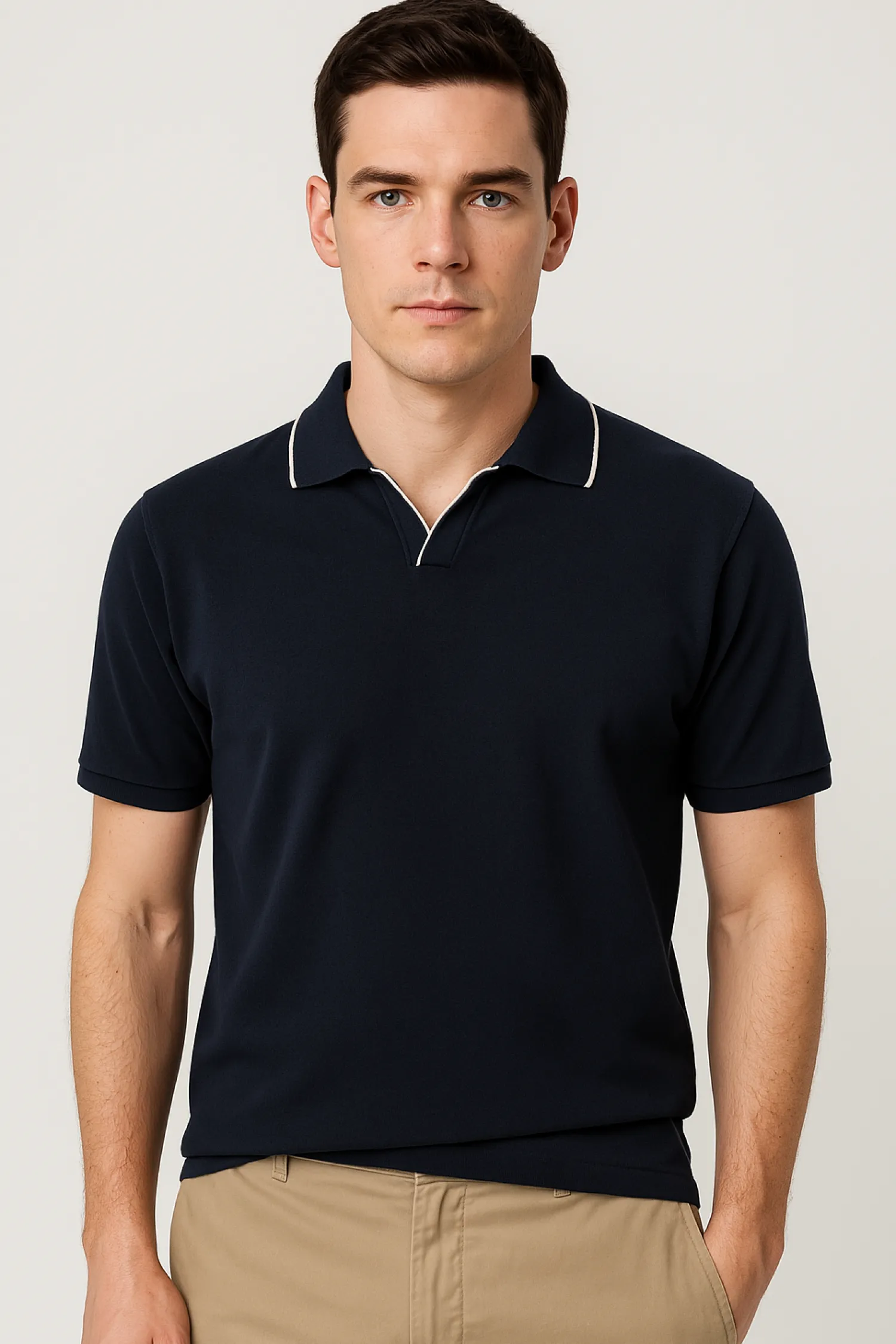 Sale Polo in Cotone con Dettaglio Righino / Uomo Polo