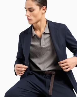 Online Polo in Jersey Jacquard a Rilievo / Uomo Polo