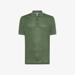 Sale Polo in Lino con Logo a Contrasto / Uomo Polo