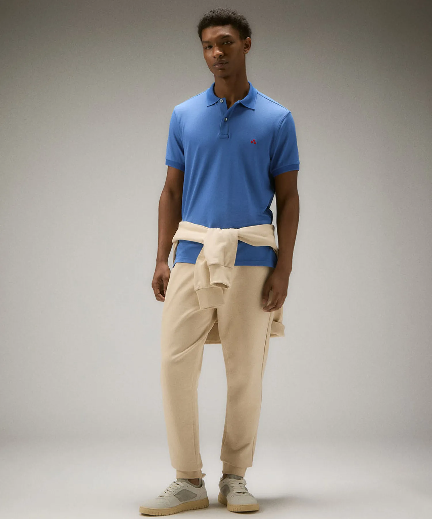 Hot Polo in Piqué di Nylon Stretch Plantago 02 / Bluette Uomo Polo