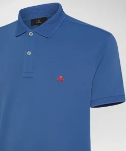 Hot Polo in Piqué di Nylon Stretch Plantago 02 / Bluette Uomo Polo