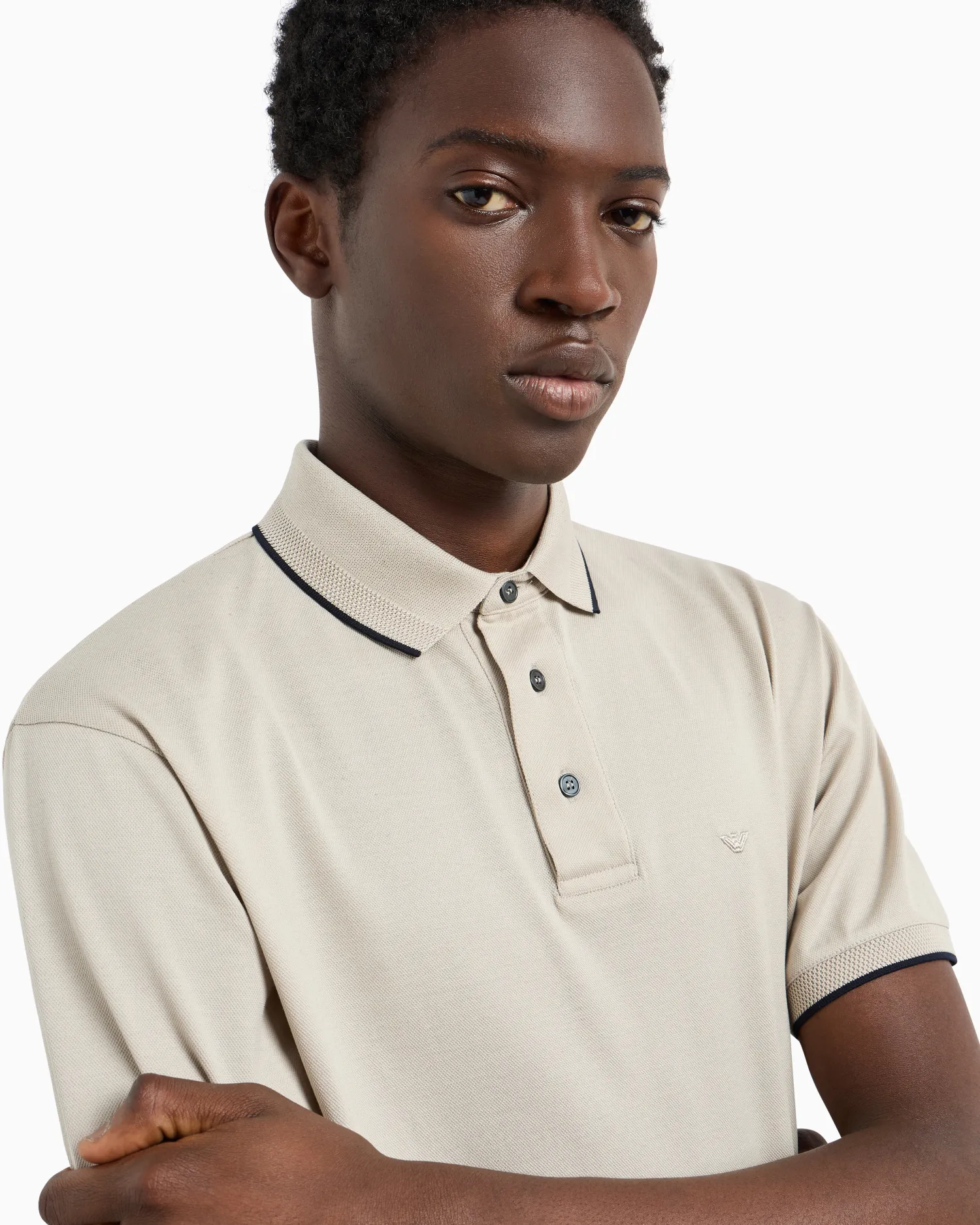 Discount Polo in Piquet Stretch con Ricamo / Uomo Polo