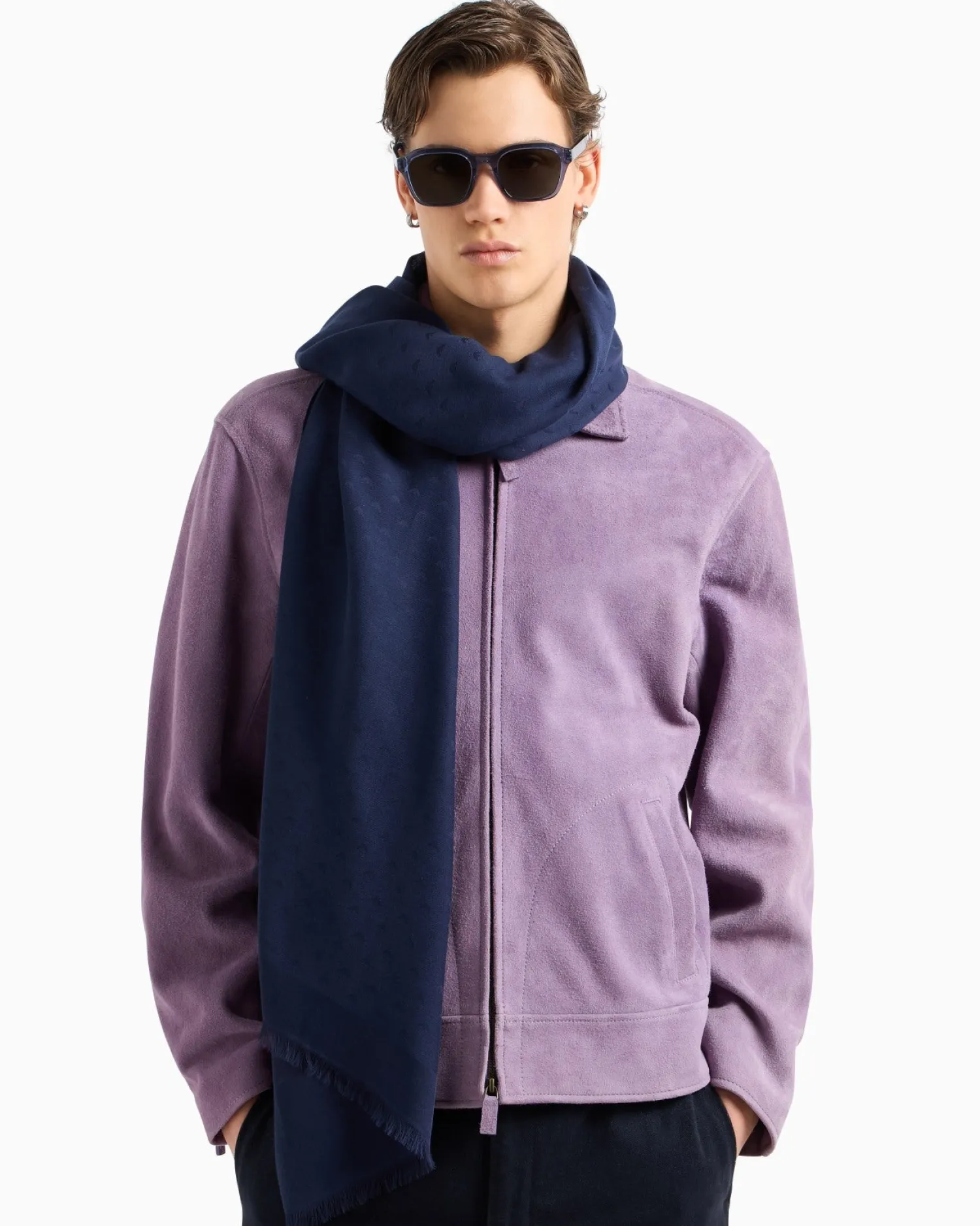 Outlet Stola in Modal e Cotone con Logo Jacquard / Uomo Sciarpe