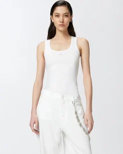 Online Top Canottiera a Costine con Logo / Donna Top