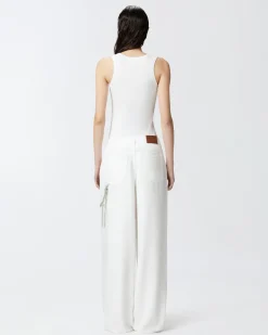 Online Top Canottiera a Costine con Logo / Donna Top