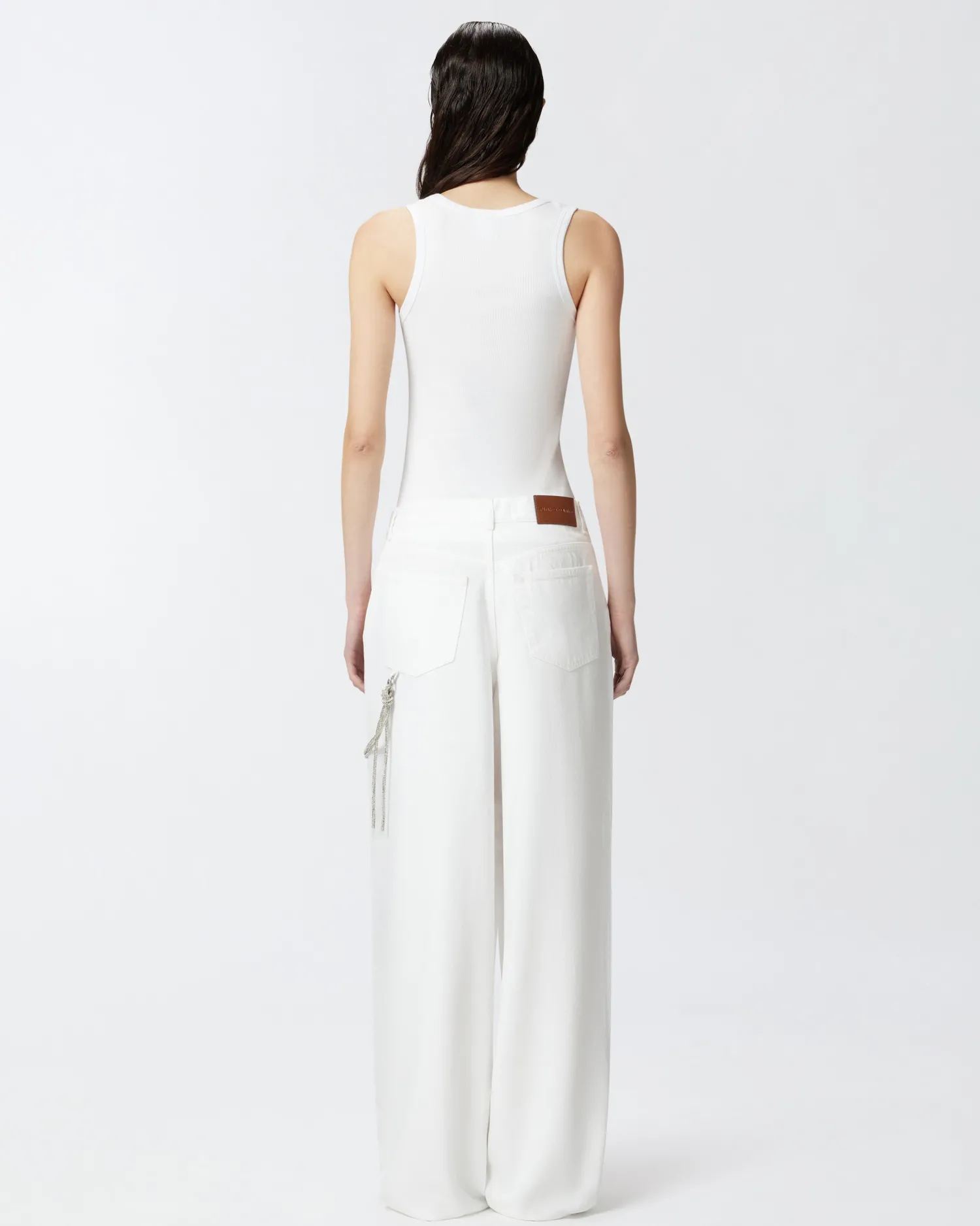 Online Top Canottiera a Costine con Logo / Donna Top