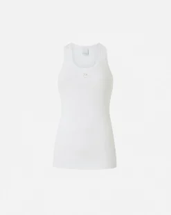 Online Top Canottiera a Costine con Logo / Donna Top