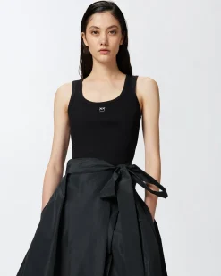 Hot Top Canottiera a Costine con Logo / Donna Top