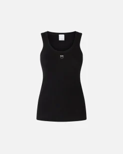 Hot Top Canottiera a Costine con Logo / Donna Top
