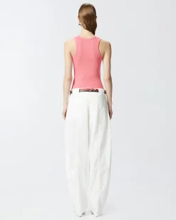 Clearance Top Canottiera a Costine con Logo / Donna Top