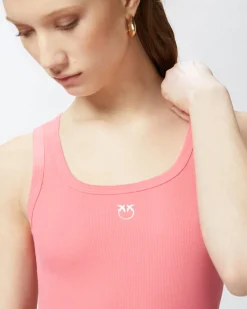 Clearance Top Canottiera a Costine con Logo / Donna Top
