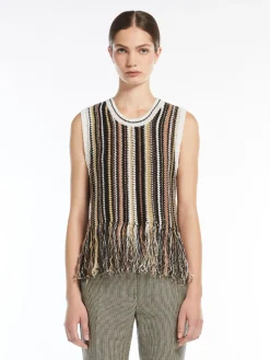 New Top in Lino con Frange / Donna Top