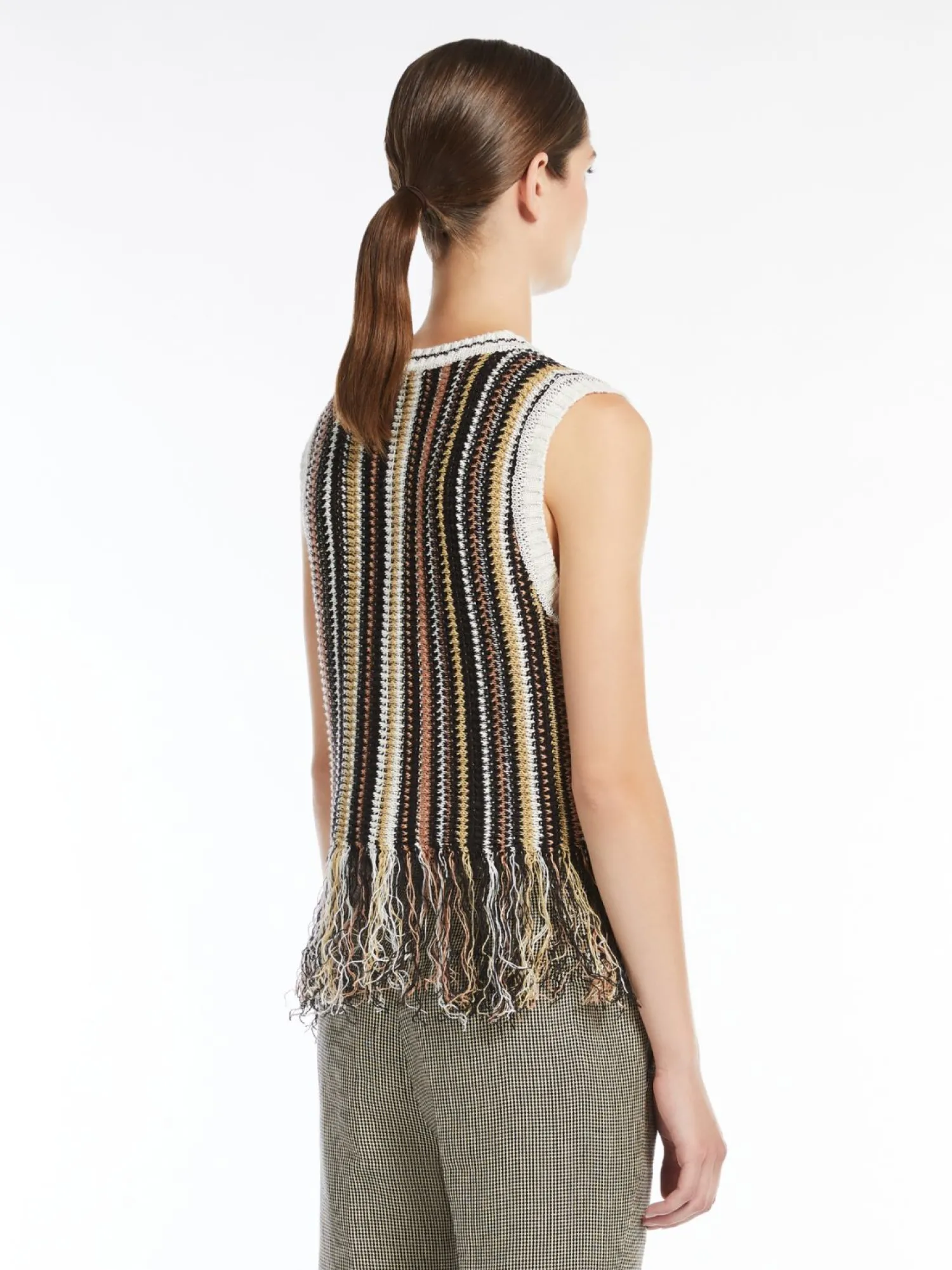 New Top in Lino con Frange / Donna Top
