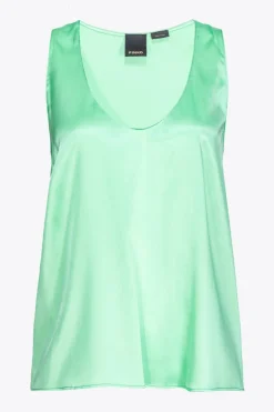 Outlet Top Smanicato in Satin Stretch / Donna Top