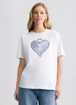 Hot T-Shirt con Cuore e Strass / Donna T-shirt