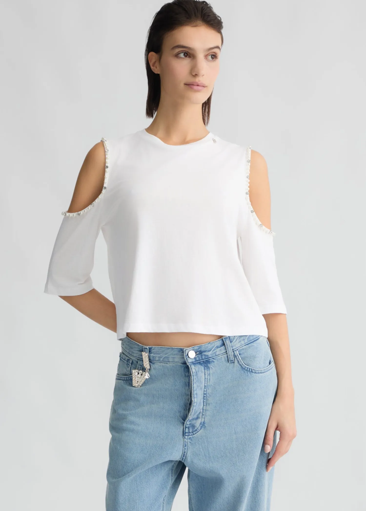 Discount T-Shirt con Perle e Strass / Donna T-shirt