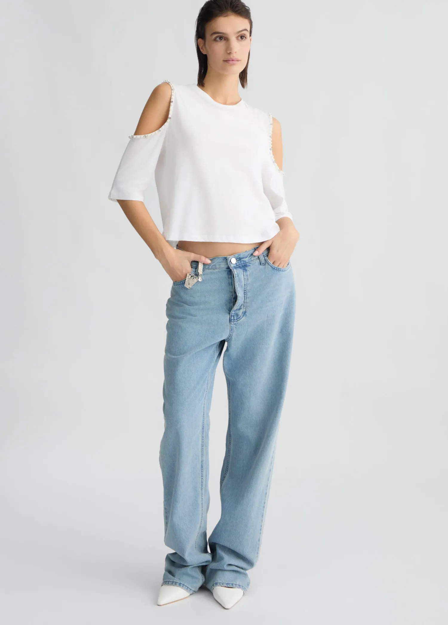 Discount T-Shirt con Perle e Strass / Donna T-shirt