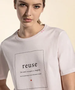 Outlet T-shirt con slogan eco sul davanti / Donna T-shirt