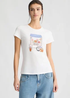 Online T-Shirt con Stampa e Strass / Donna T-shirt