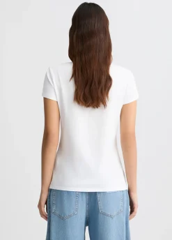 Clearance T-Shirt con Stampa e Strass / Donna T-shirt