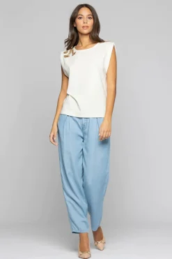 Hot T-Shirt in Cotone con Ricamo / Bianco Donna T-shirt