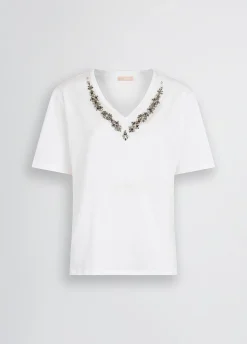 Online T-Shirt in Cotone con Strass / Donna T-shirt