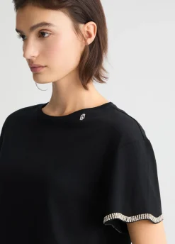 New T-Shirt in Cotone con Strass / Donna T-shirt