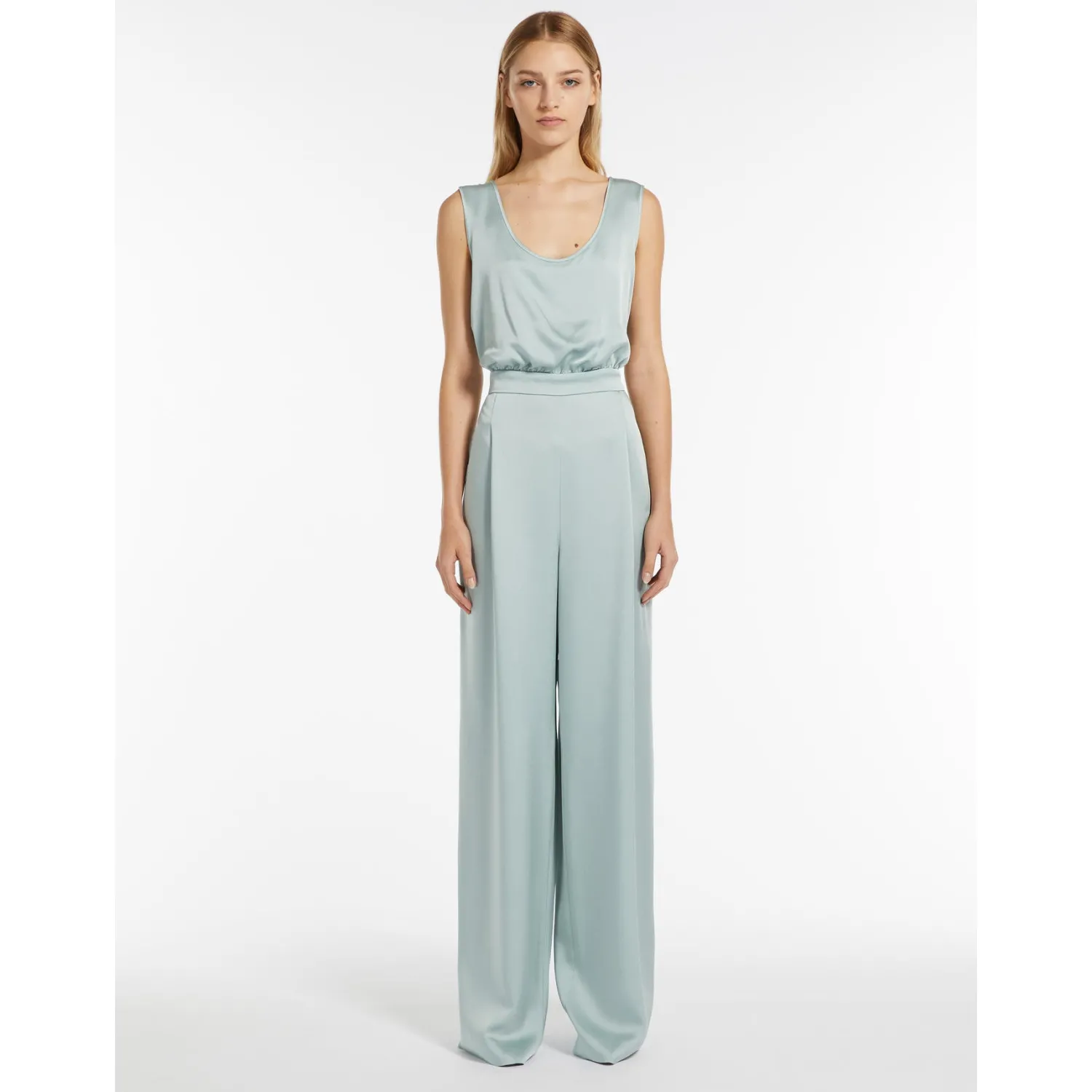Online Tuta in Envers Satin / Verde Donna Abiti