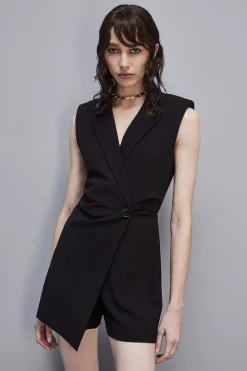 Outlet Tuta Senza Maniche in Crepe / Donna Abiti